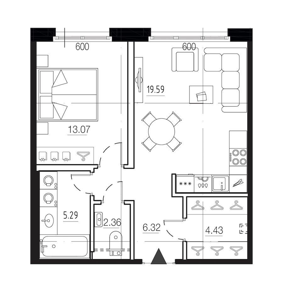 1-комнатная квартира 51.06 м², 2/9 эт., ЖК «LEGENDA Малоохтинский 68»